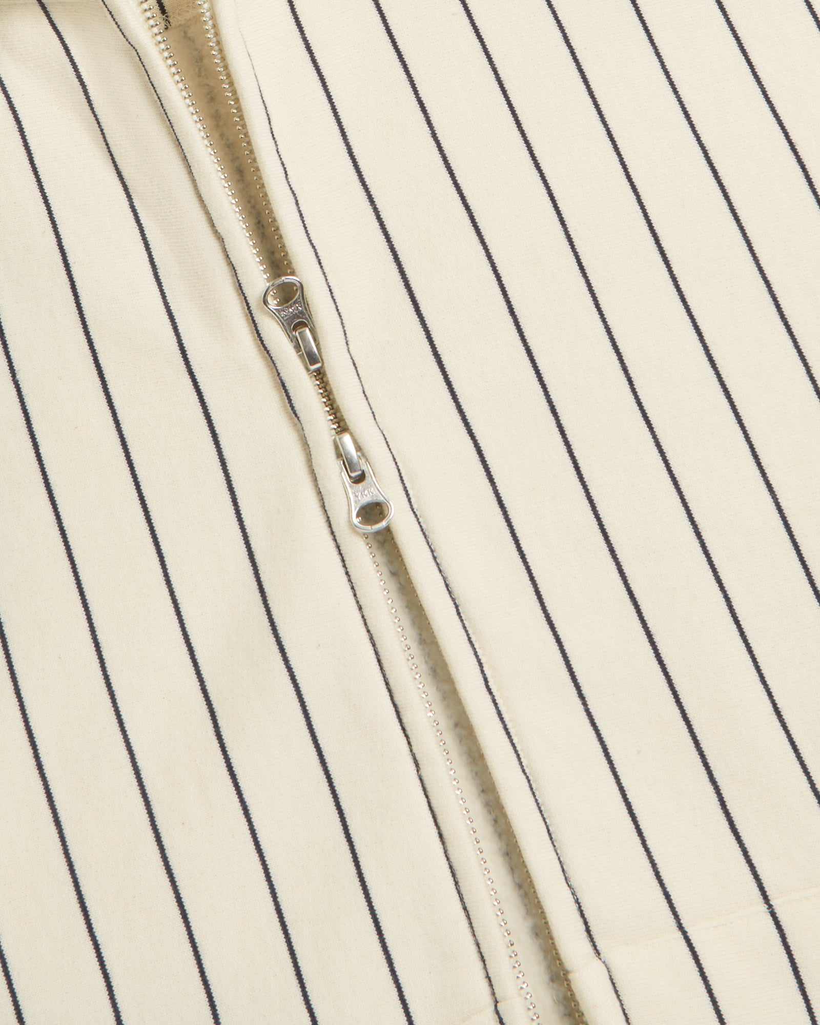 Pinstripe Full Zip Hoodie - Cream / Navy IMAGE #5
