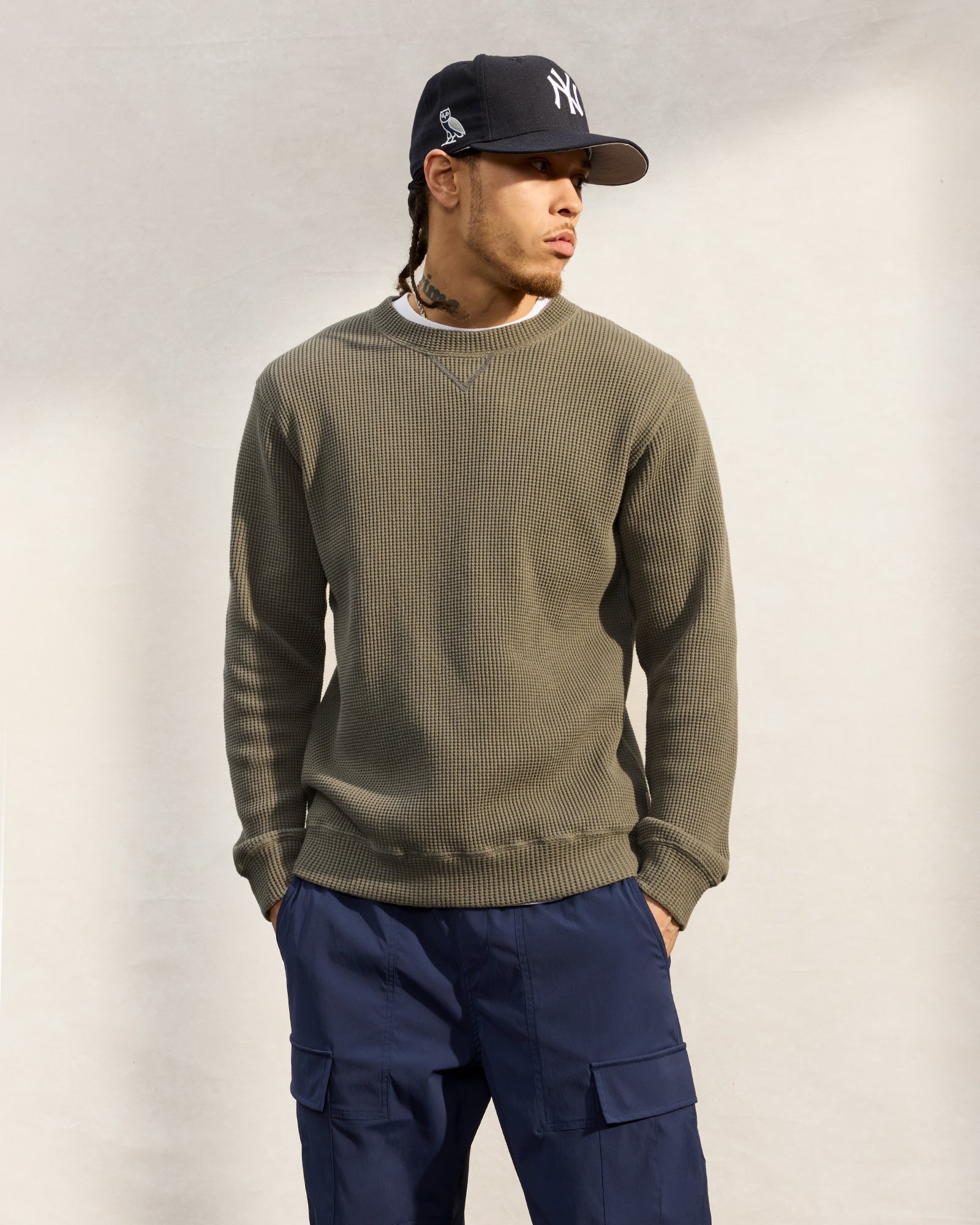 Waffle Longsleeve T-Shirt - Olive IMAGE #2