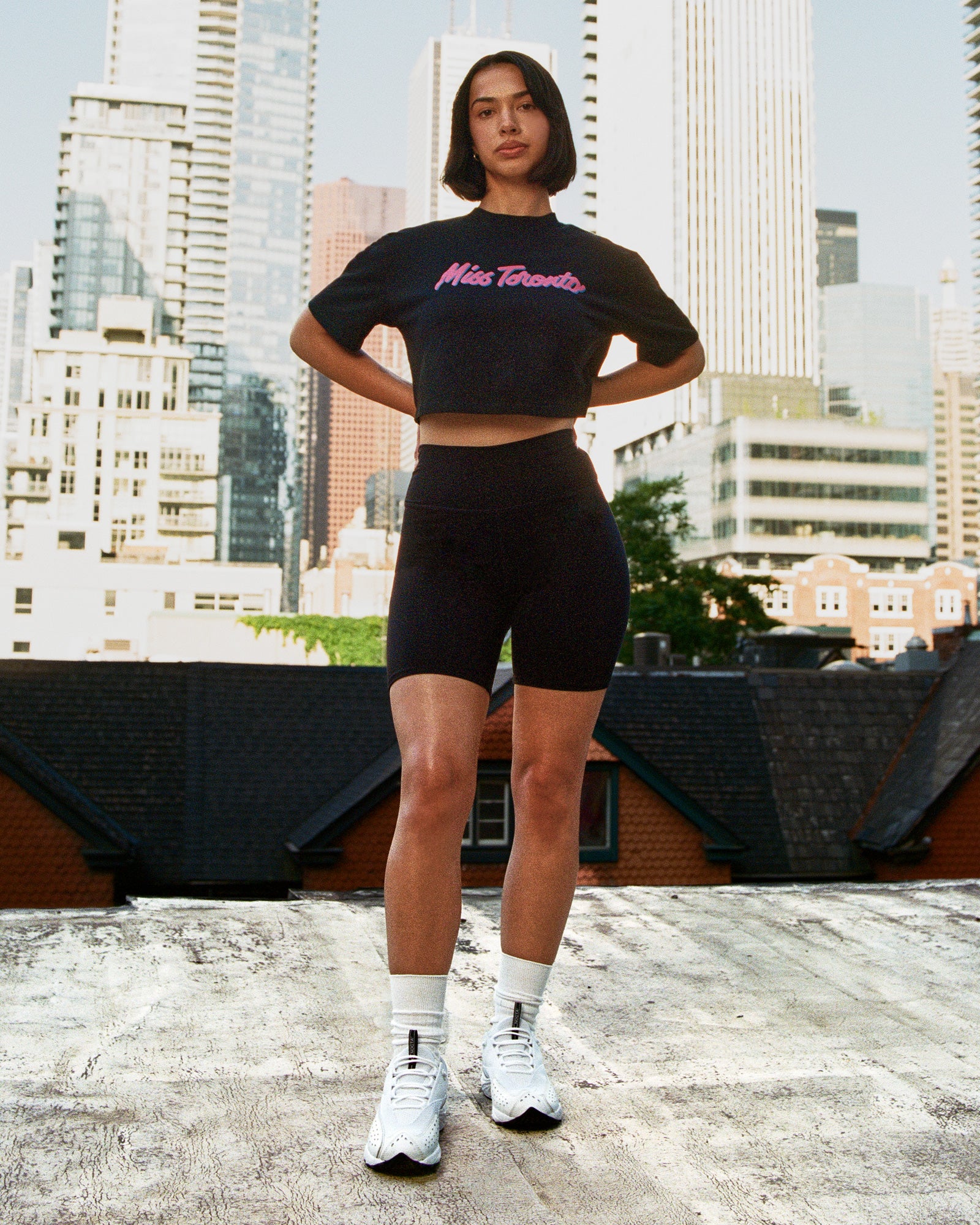 Miss Toronto Cropped T-Shirt - Black IMAGE #2