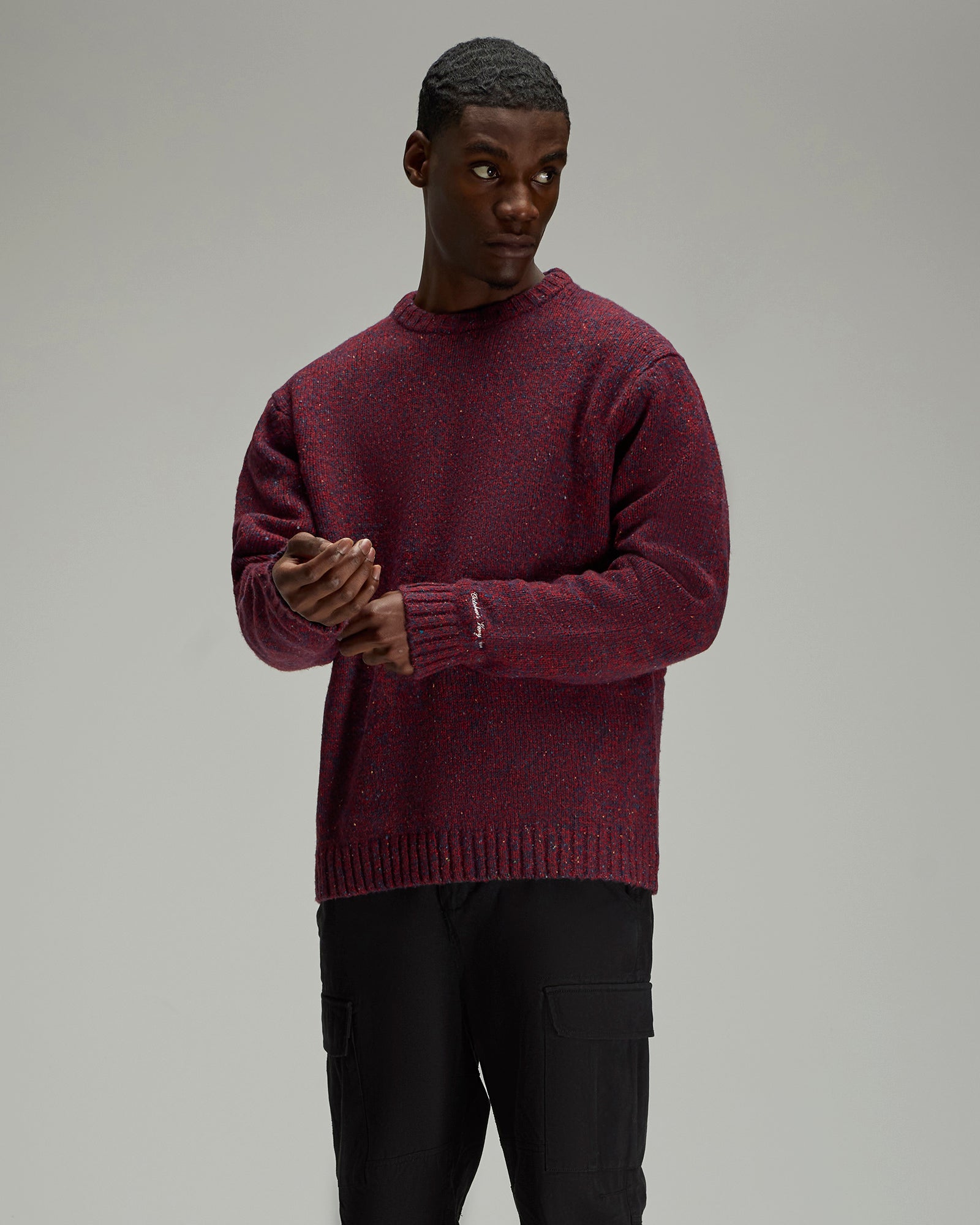 Speckle Crewneck Sweater - Red IMAGE #2