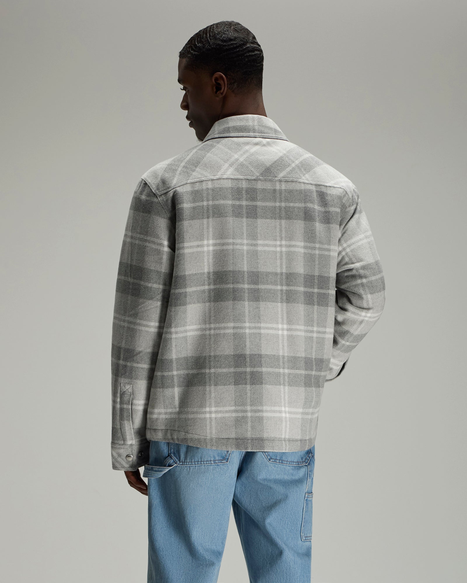 Sherpa Lined Shirt Jacket - Heather Grey Plaid IMAGE #5