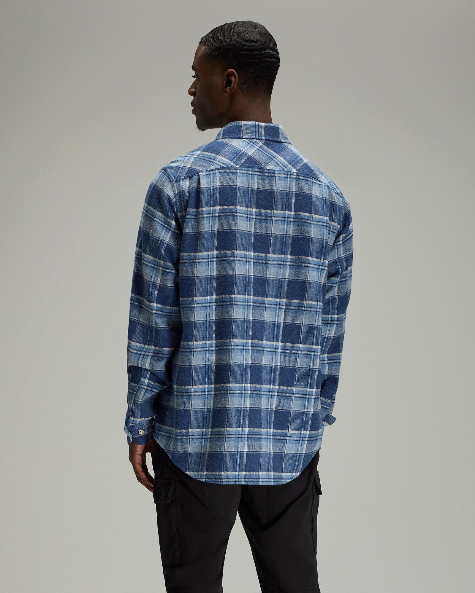 Heather Plaid Flannel Shirt - Blue IMAGE #2