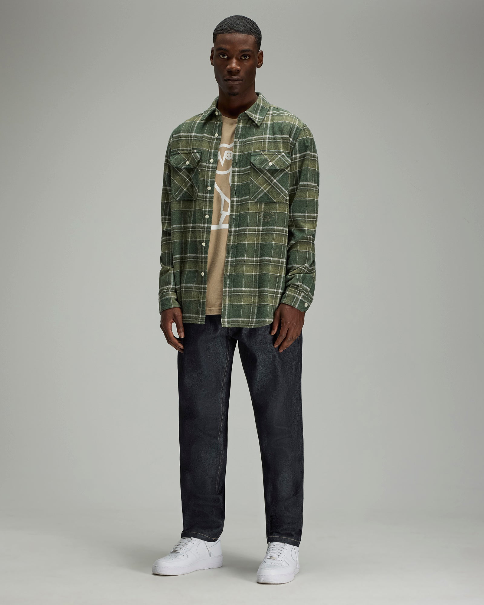 Heather Plaid Flannel Shirt - Green IMAGE #5