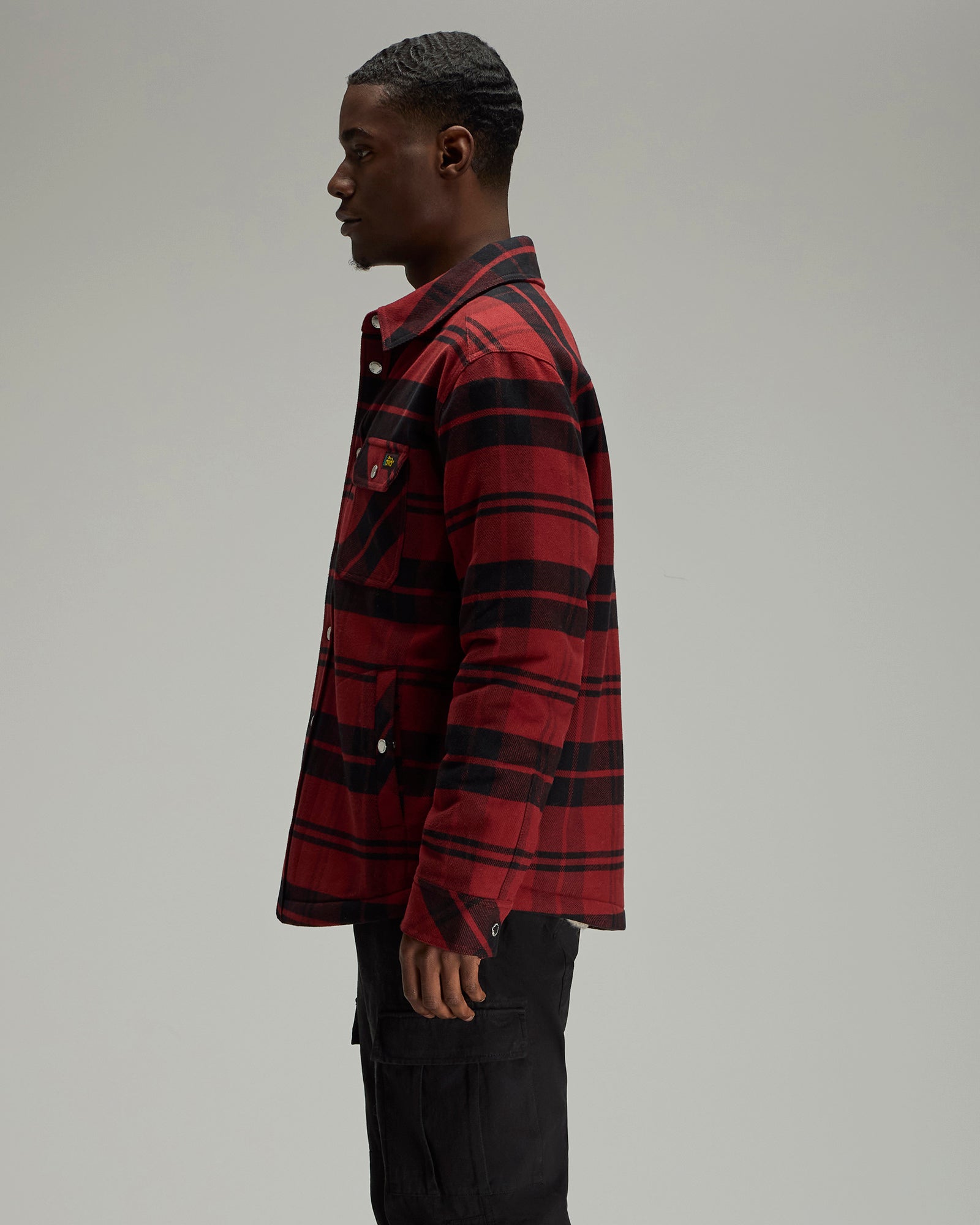 Sherpa Lined Shirt Jacket - Red Plaid IMAGE #4