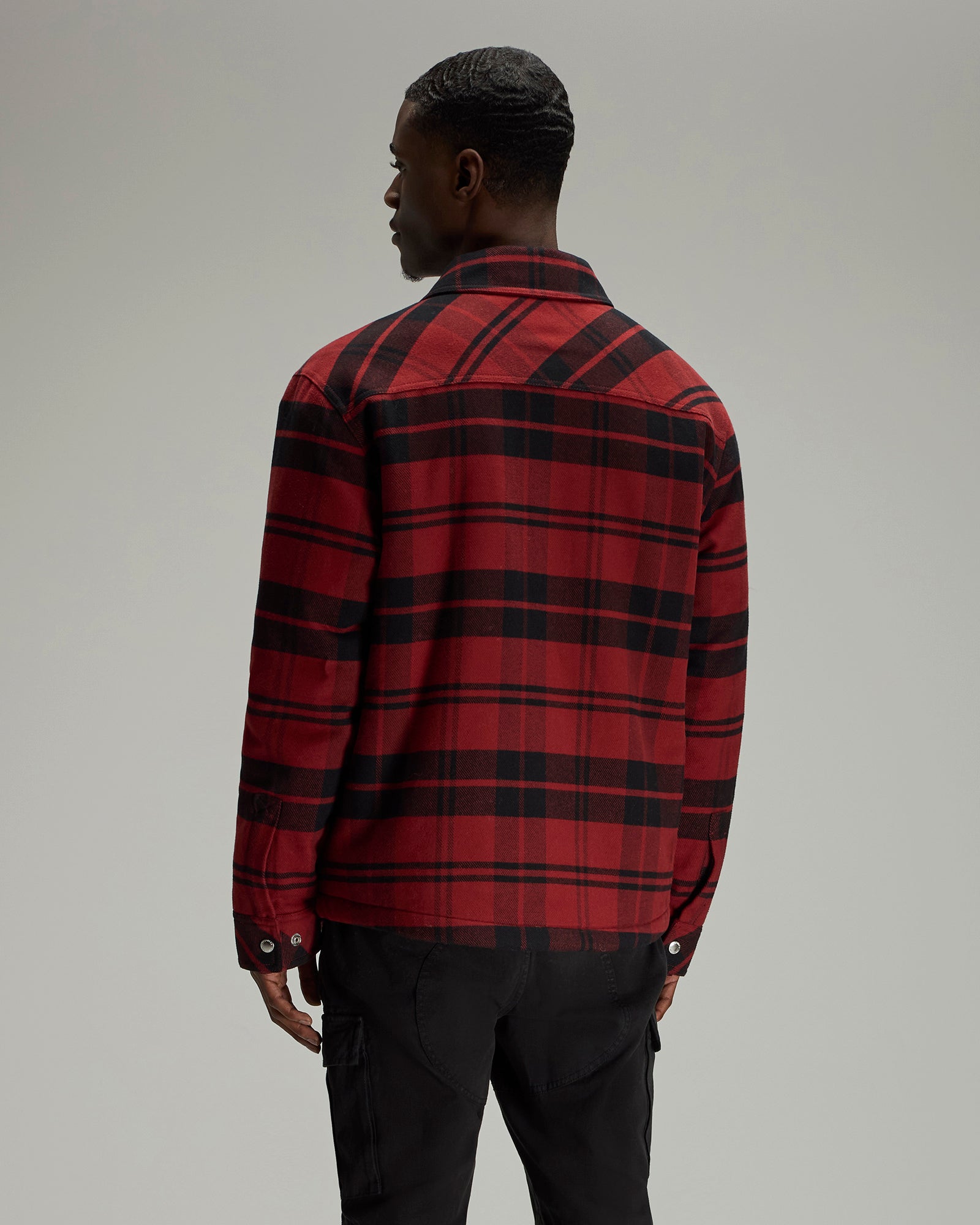 Sherpa Lined Shirt Jacket - Red Plaid IMAGE #5