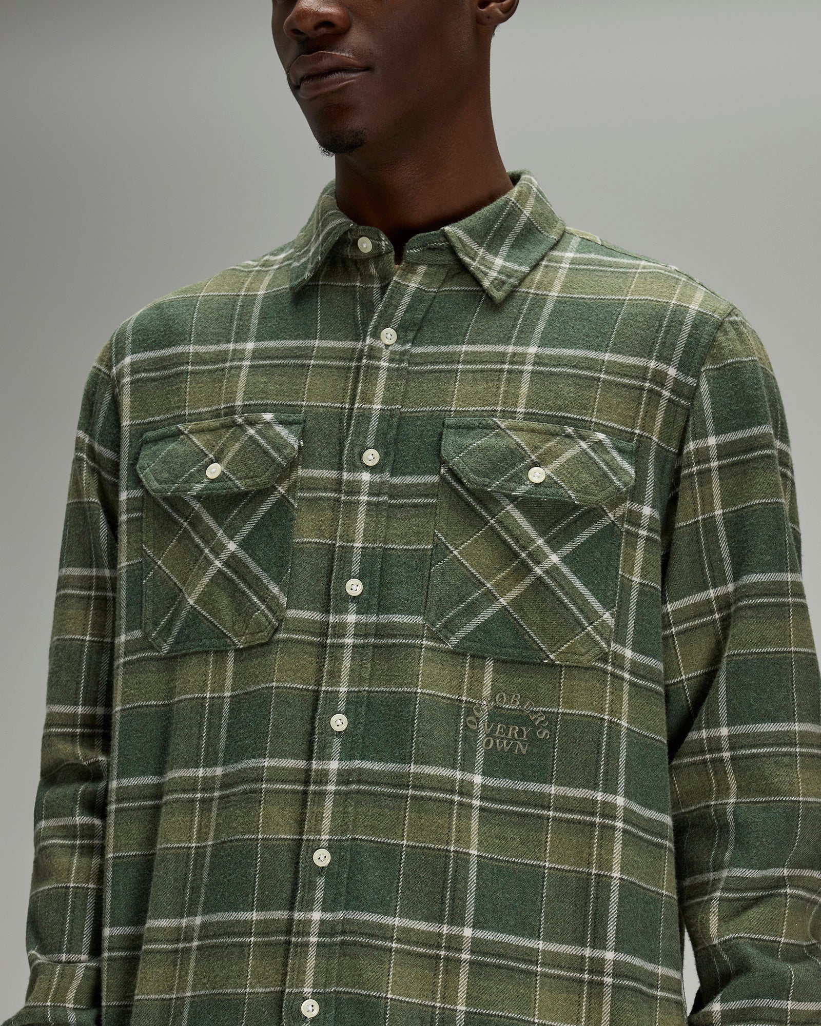 Heather Plaid Flannel Shirt - Green IMAGE #6