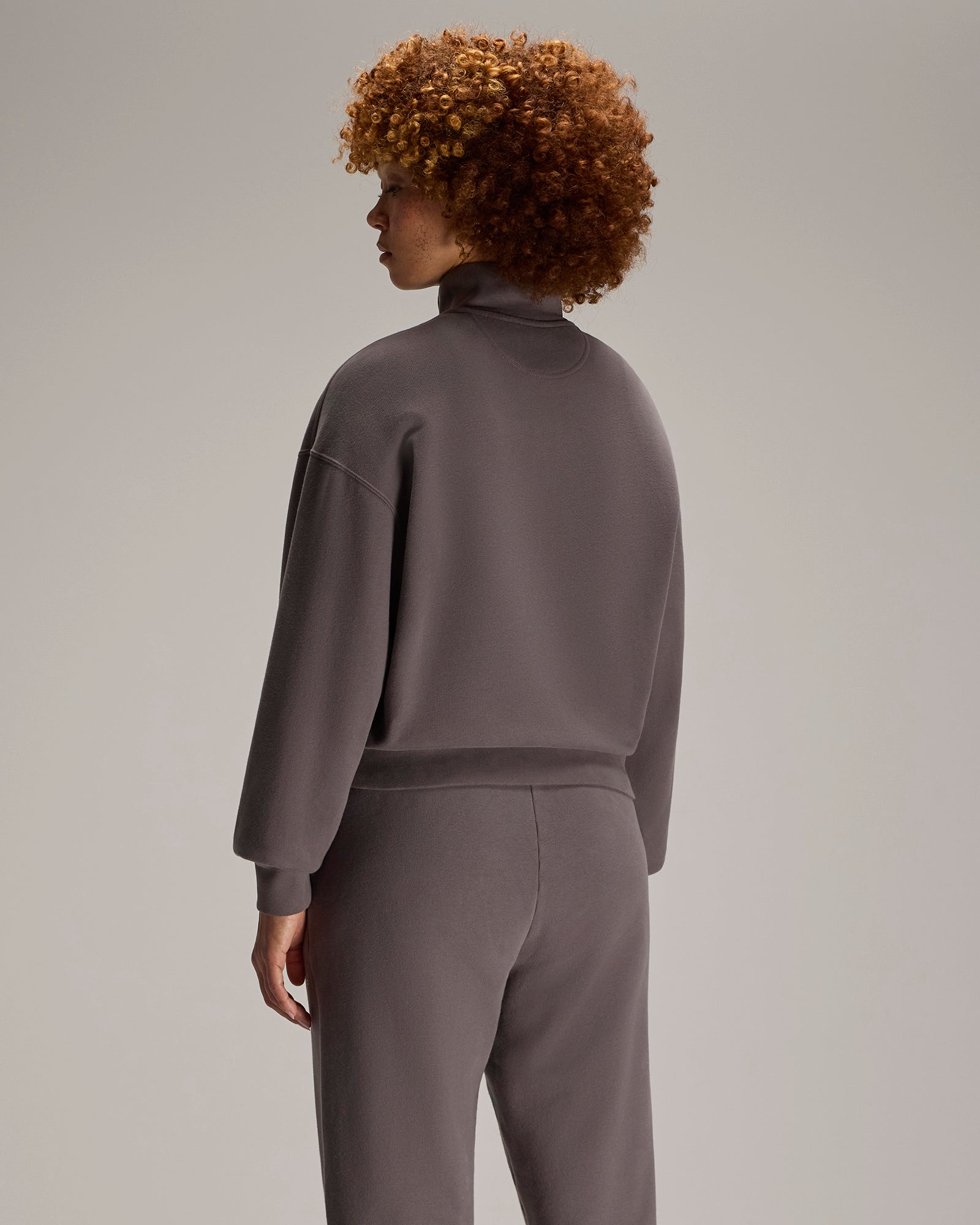 Relaxed-Fit Quarter-Zip Mockneck Sweatshirt - Granite IMAGE #5