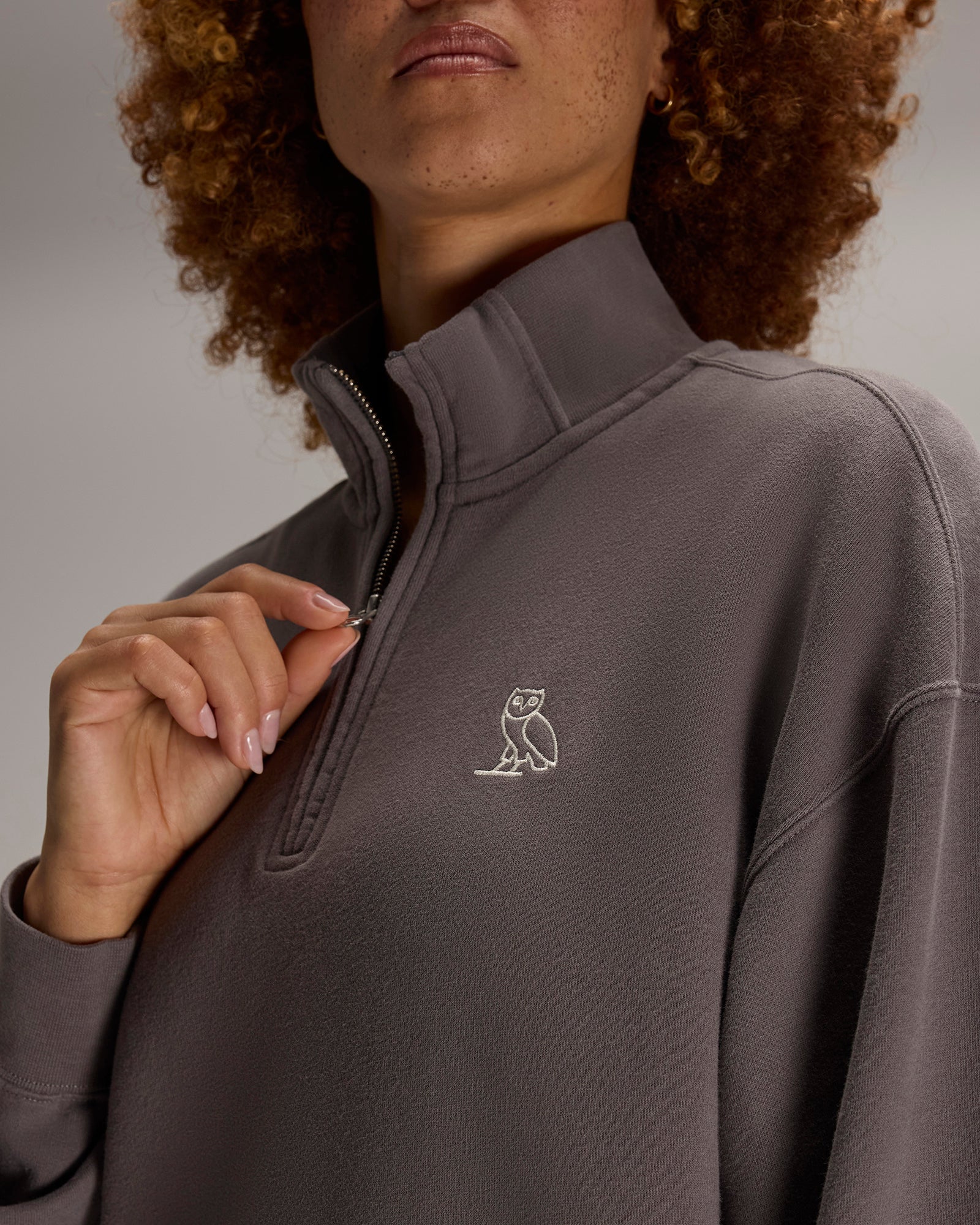 Relaxed-Fit Quarter-Zip Mockneck Sweatshirt - Granite IMAGE #6