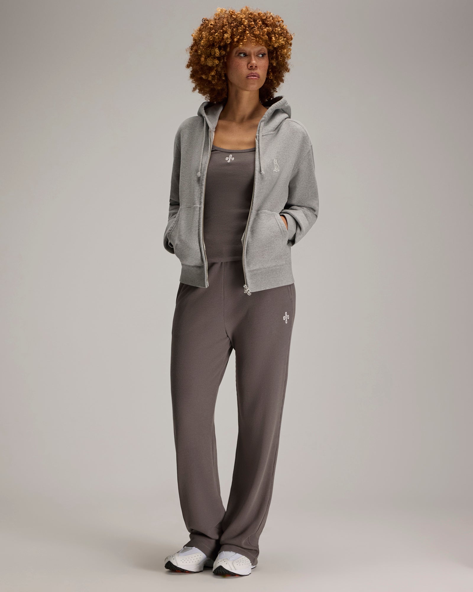 Pom Pom Waffle Open-Hem Sweatpant - Granite IMAGE #2