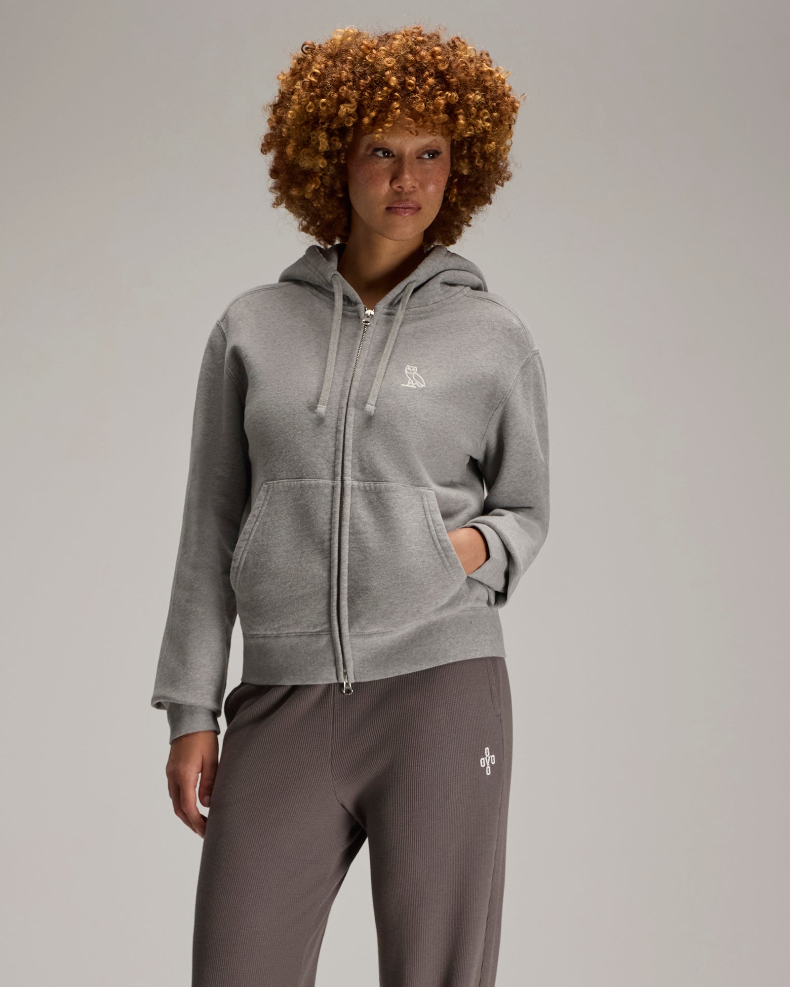 Relaxed-Fit Full-Zip Hoodie - Heather Grey IMAGE #3