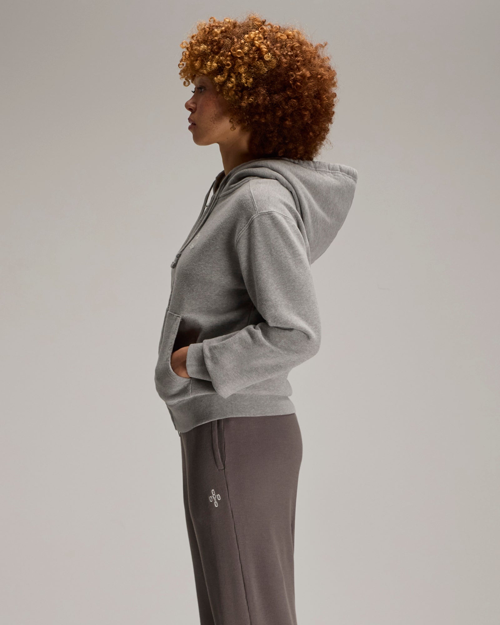 Relaxed-Fit Full-Zip Hoodie - Heather Grey IMAGE #4