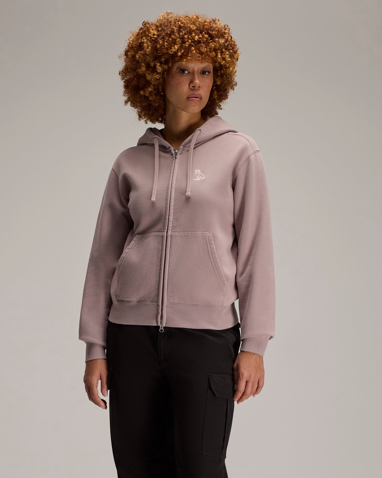 Relaxed-Fit Full-Zip Hoodie - Purple Fog IMAGE #3