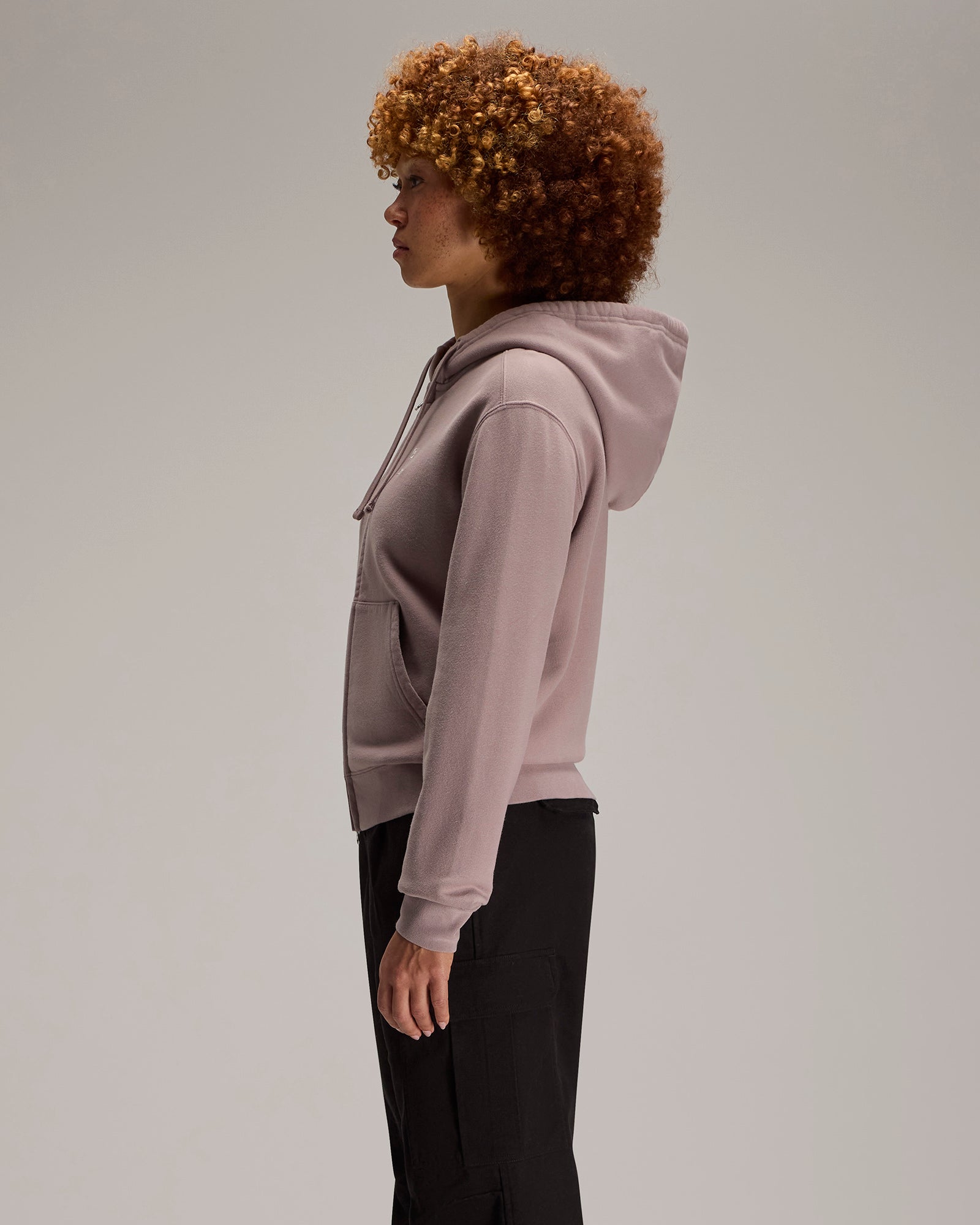 Relaxed-Fit Full-Zip Hoodie - Purple Fog IMAGE #4