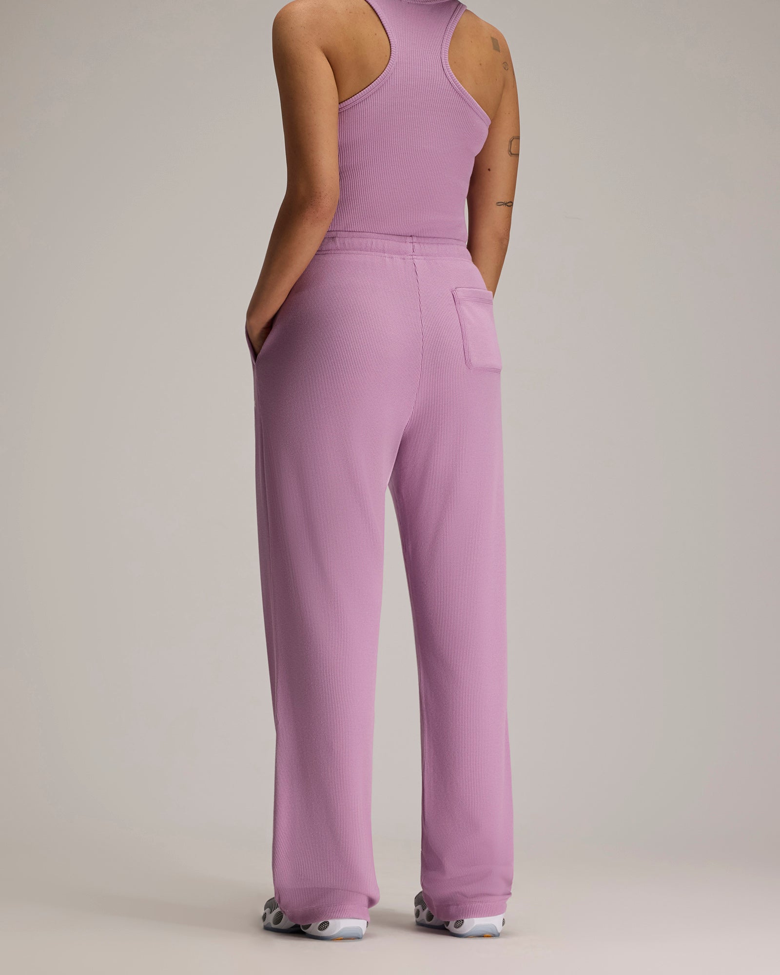 Pom Pom Waffle Open-Hem Sweatpant - Lavender IMAGE #5