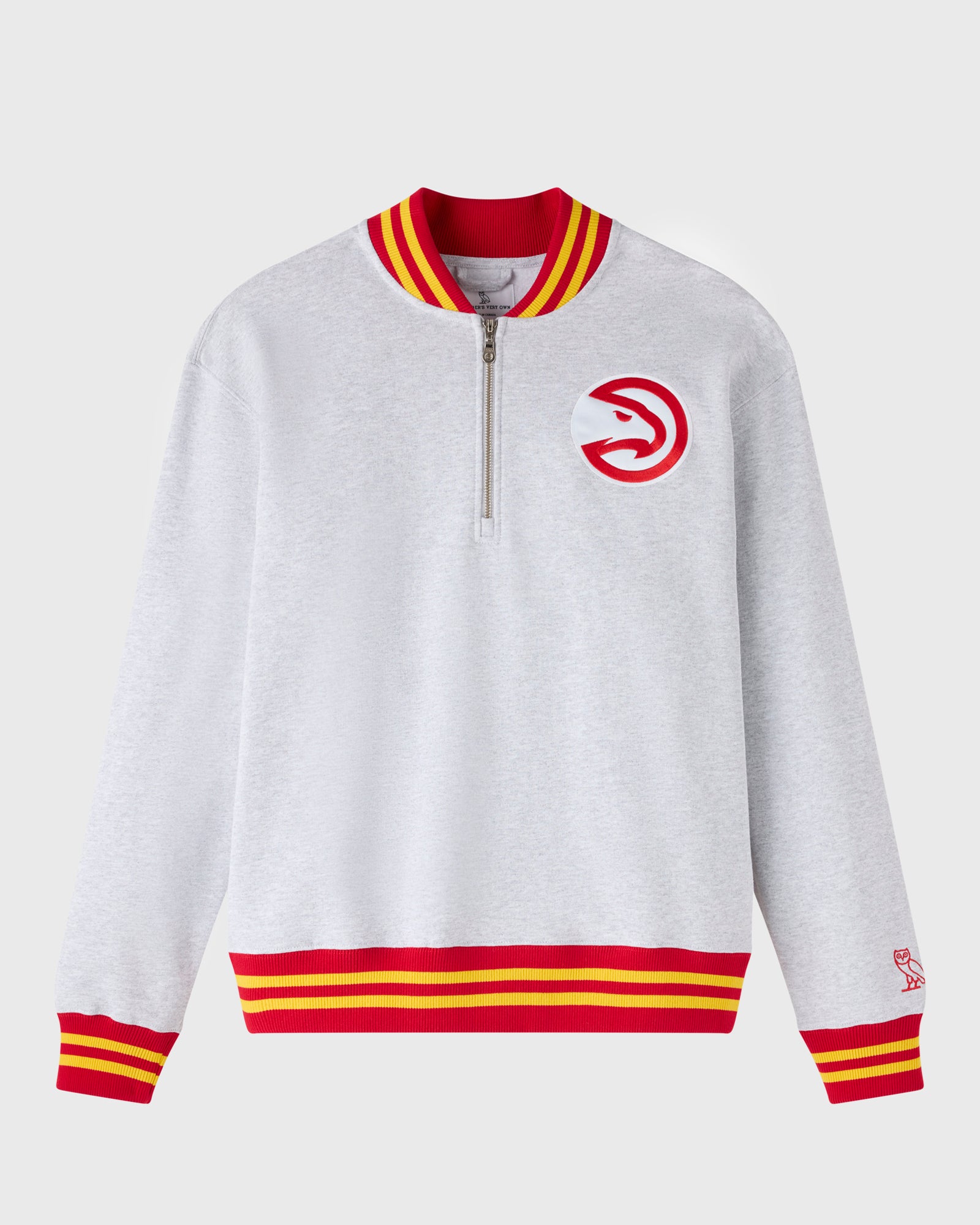 NBA Atlanta Hawks Quarter-Zip Mockneck Sweatshirt - Ash Heather Grey IMAGE #2