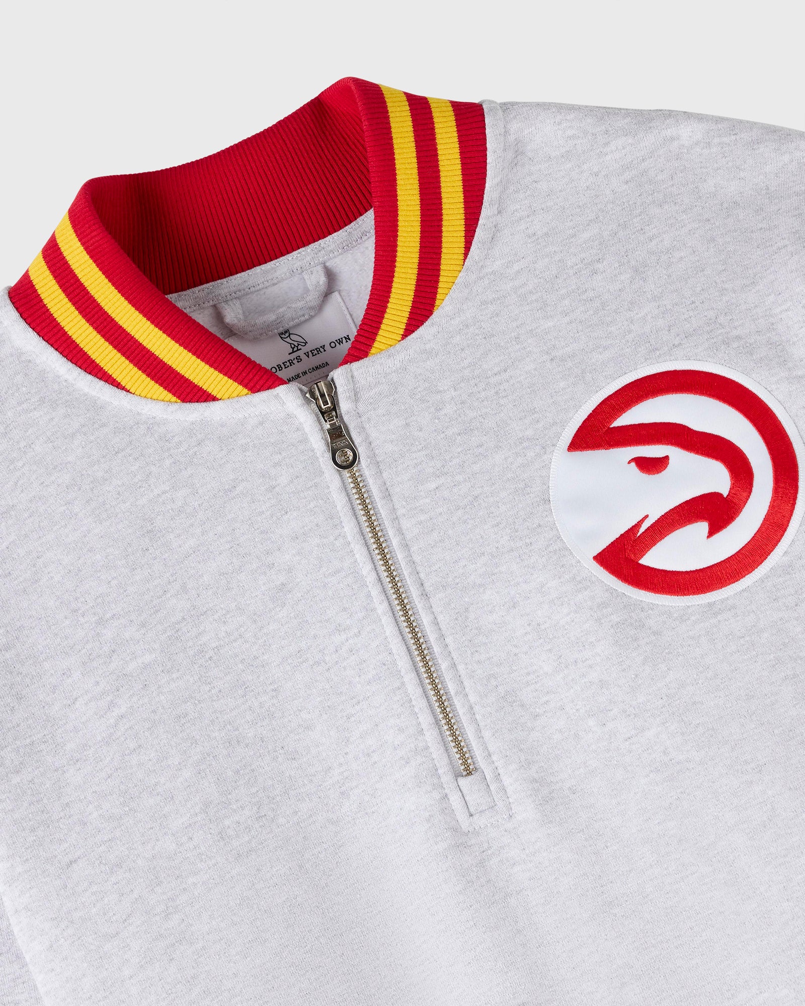 NBA Atlanta Hawks Quarter-Zip Mockneck Sweatshirt - Ash Heather Grey IMAGE #7