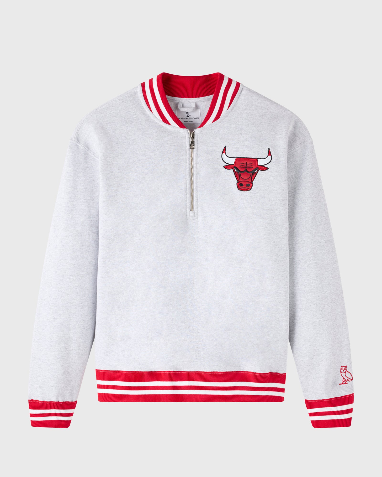 NBA Chicago Bulls Quarter-Zip Mockneck Sweatshirt - Ash Heather Grey IMAGE #2