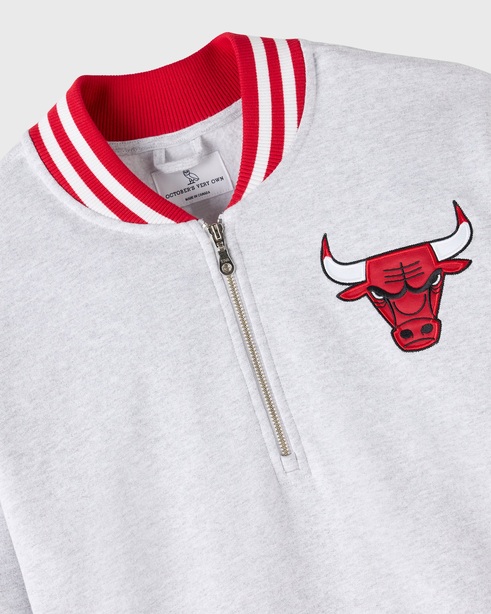 NBA Chicago Bulls Quarter-Zip Mockneck Sweatshirt - Ash Heather Grey IMAGE #8