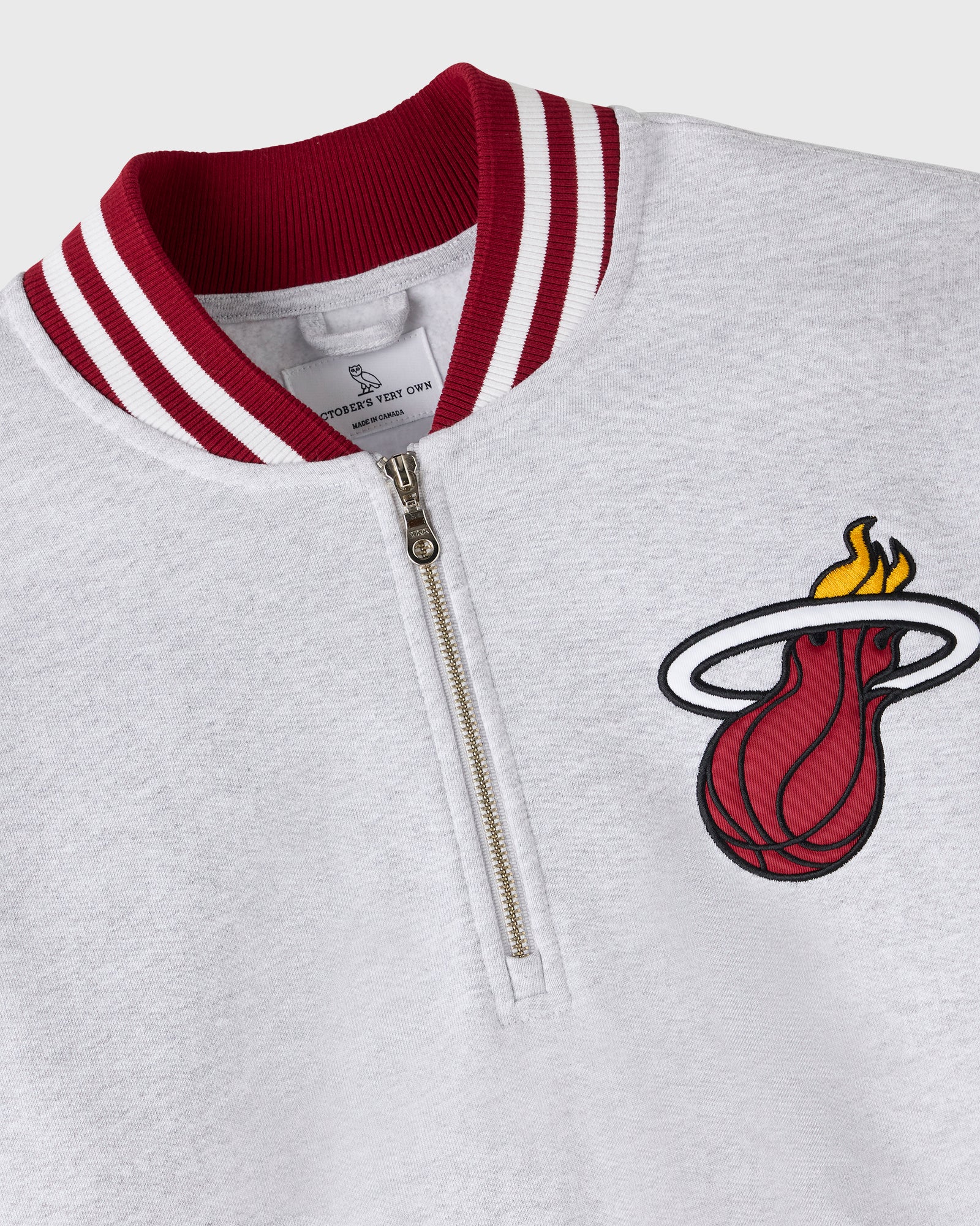 NBA Miami Heat Quarter-Zip Mockneck Sweatshirt - Ash Heather Grey IMAGE #7