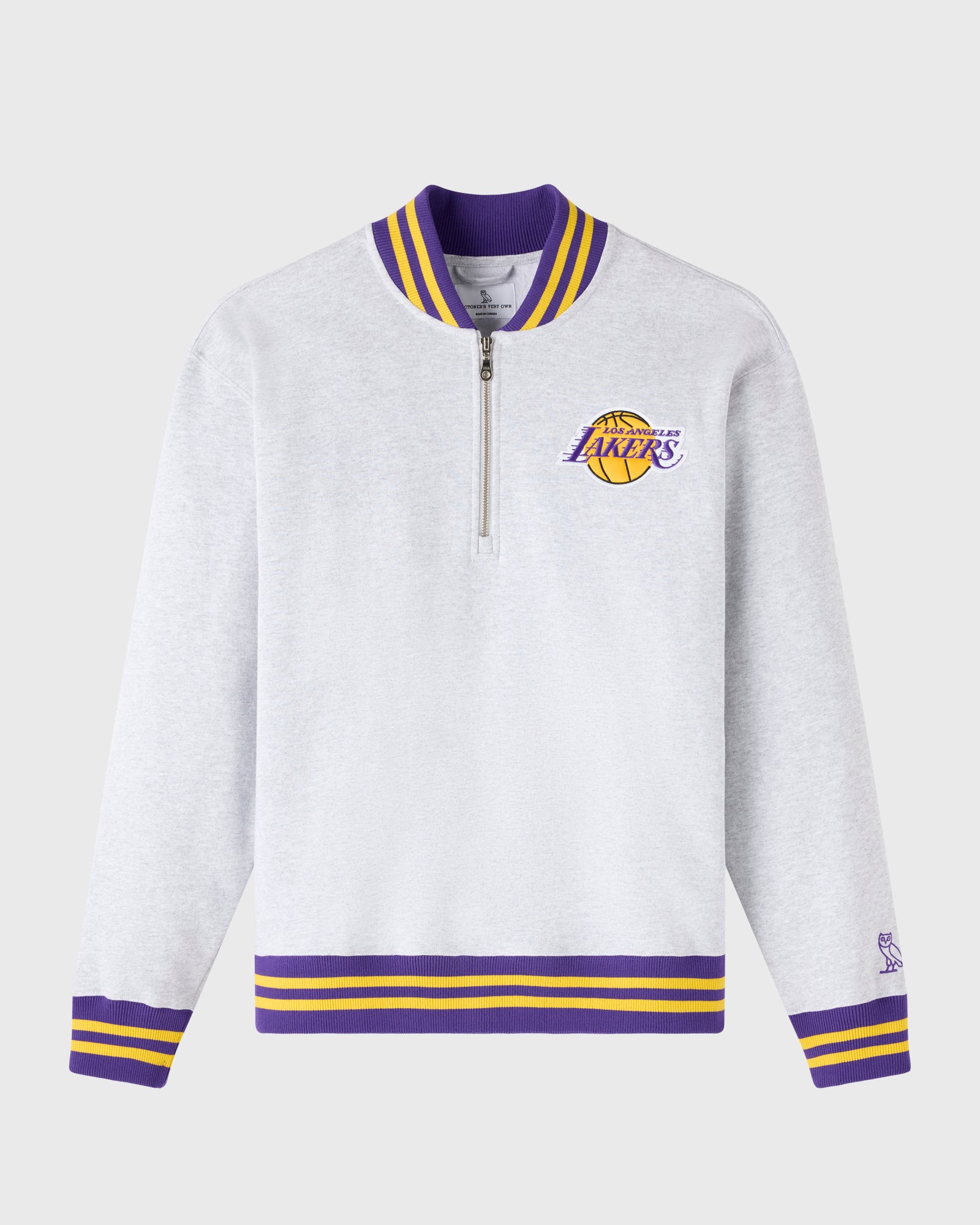 NBA Los Angeles Lakers Quarter-Zip Mockneck Sweatshirt - Ash Heather Grey IMAGE #2