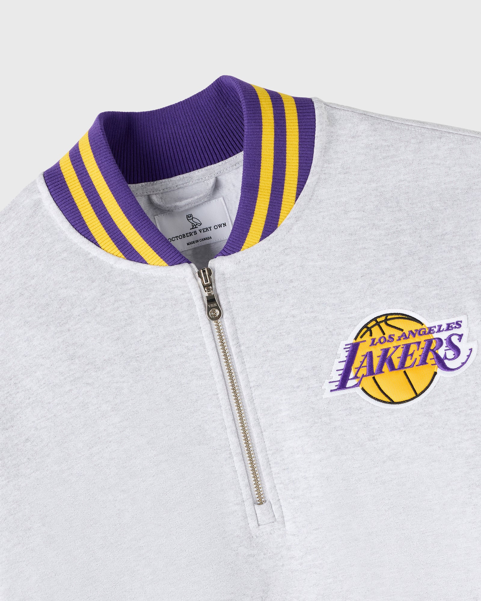 NBA Los Angeles Lakers Quarter-Zip Mockneck Sweatshirt - Ash Heather Grey IMAGE #8