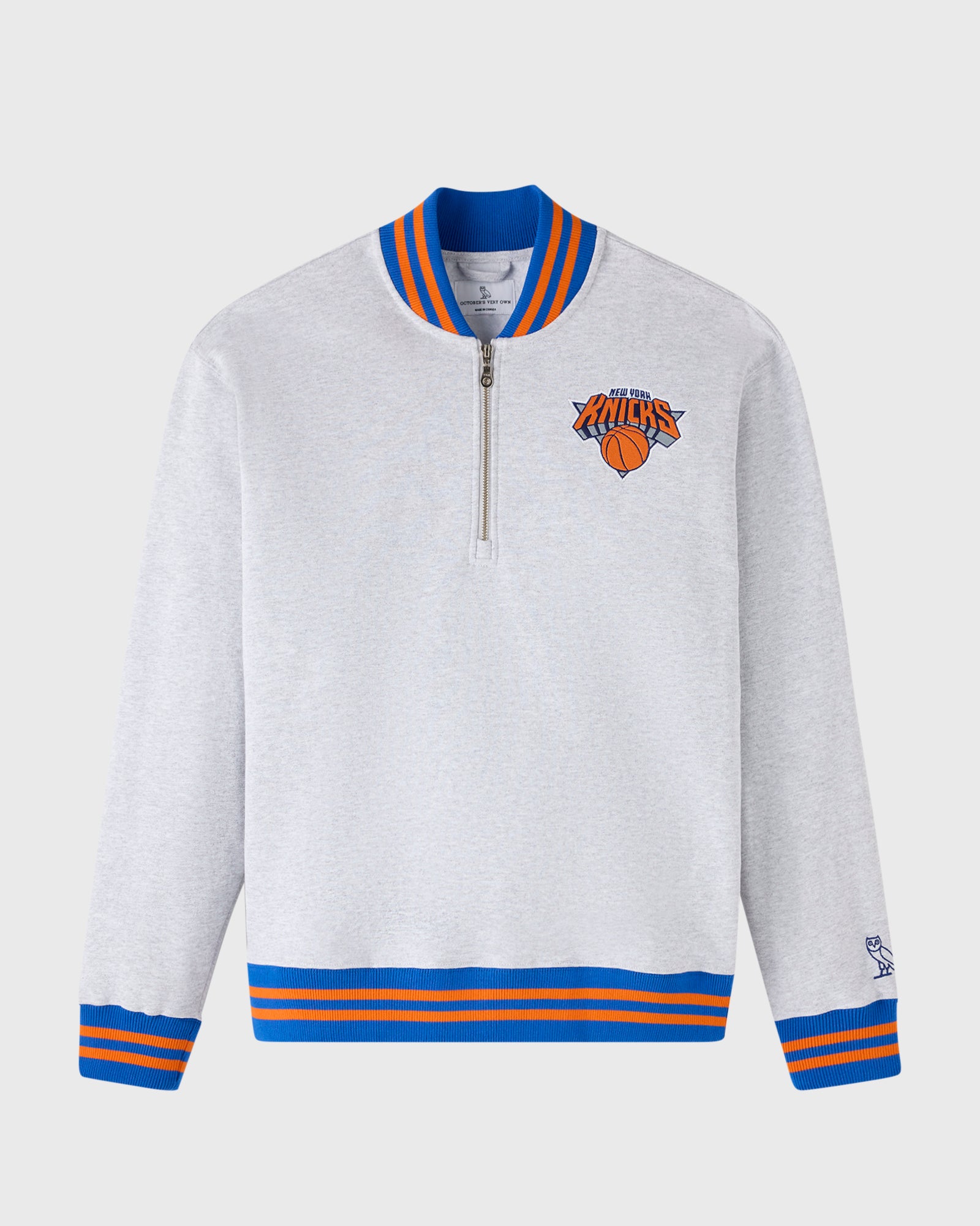 NBA New York Knicks Quarter-Zip Mockneck Sweatshirt - Ash Heather Grey IMAGE #2