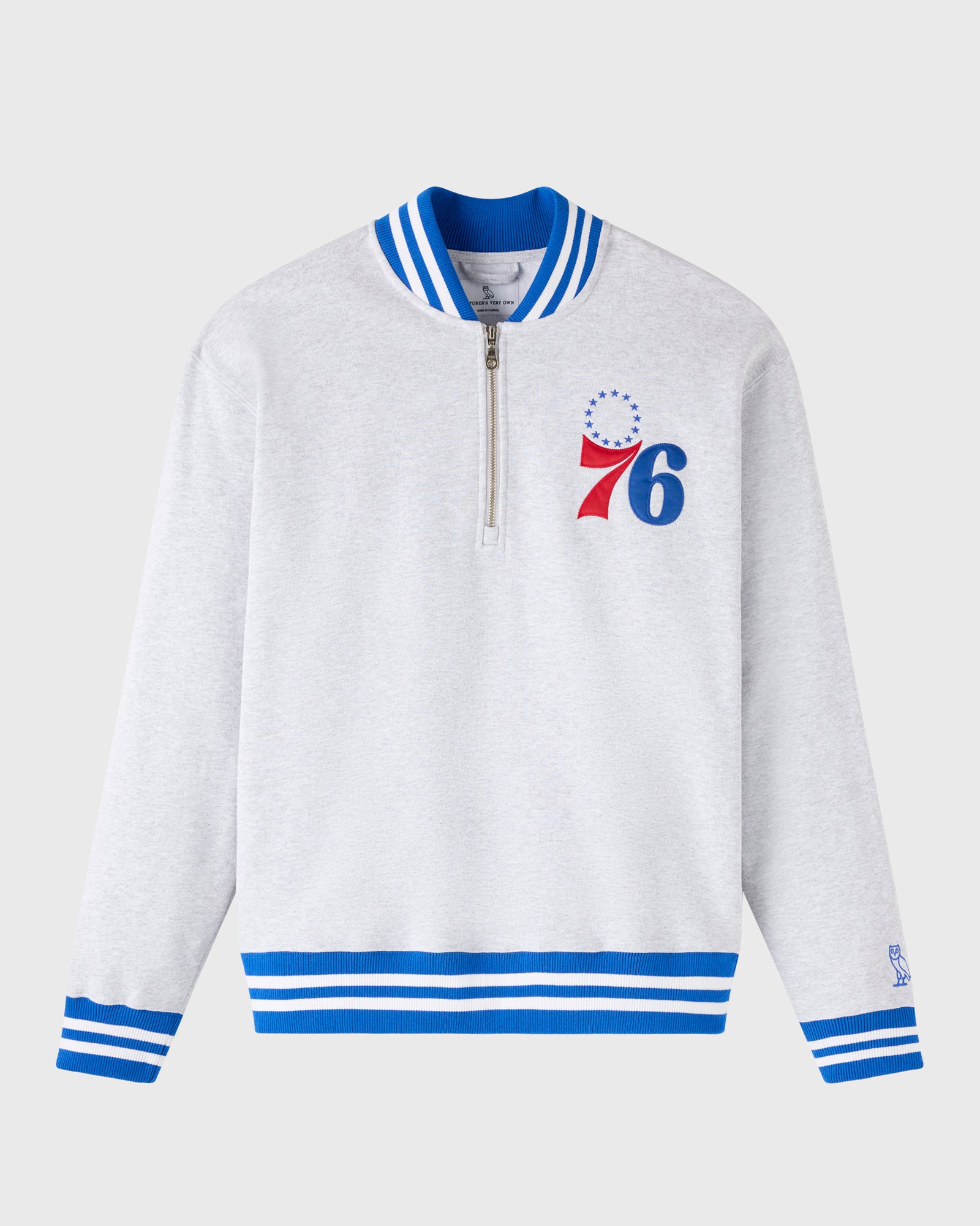 NBA Philadelphia 76ers Quarter-Zip Mockneck Sweatshirt - Ash Heather Grey IMAGE #2