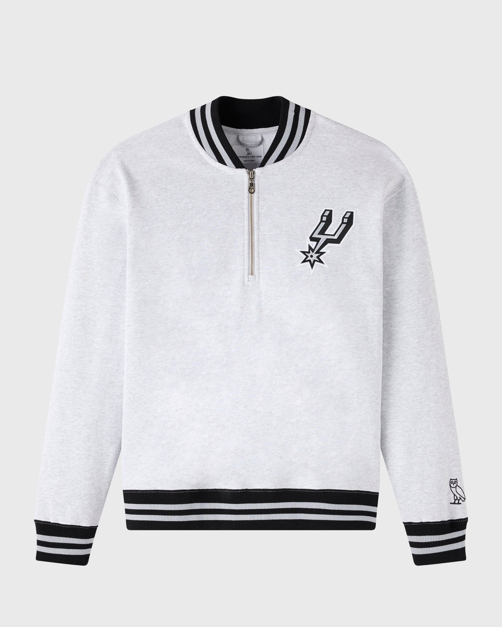 NBA San Antonio Spurs Quarter-Zip Mockneck Sweatshirt - Ash Heather Grey IMAGE #2