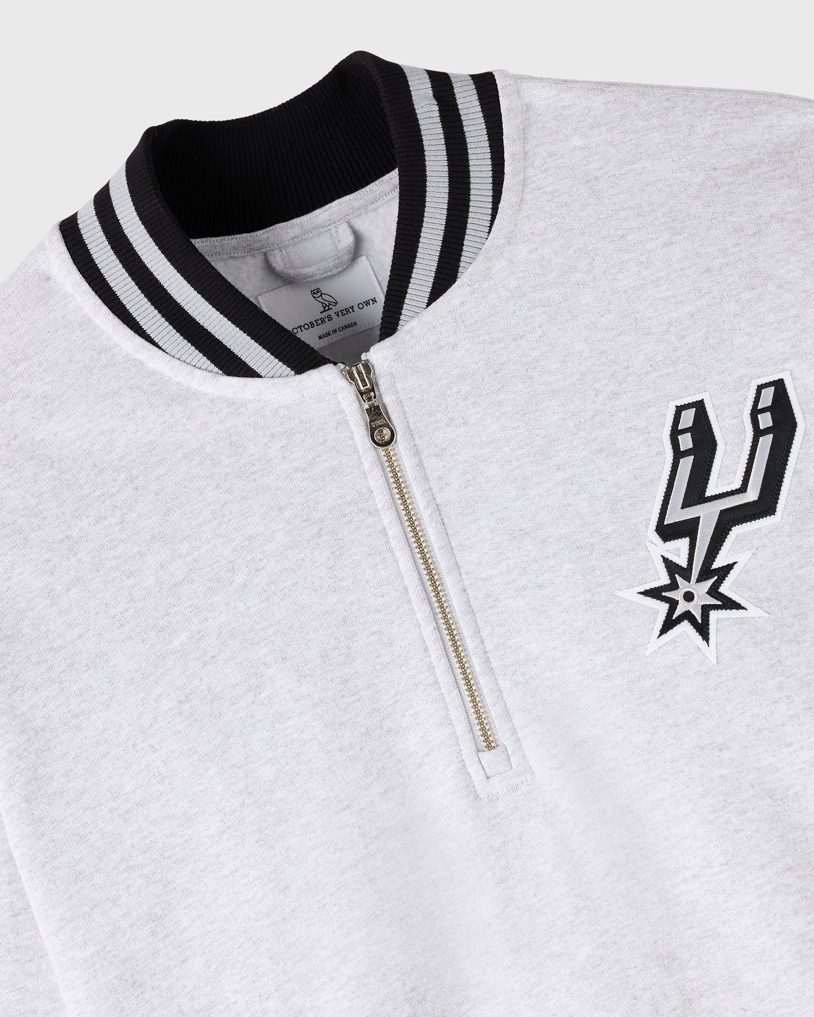 NBA San Antonio Spurs Quarter-Zip Mockneck Sweatshirt - Ash Heather Grey IMAGE #8