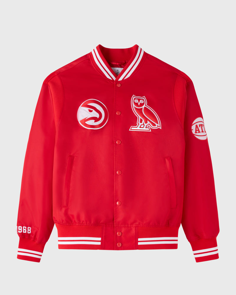 NBA Atlanta Hawks Satin Varsity Jacket - Red