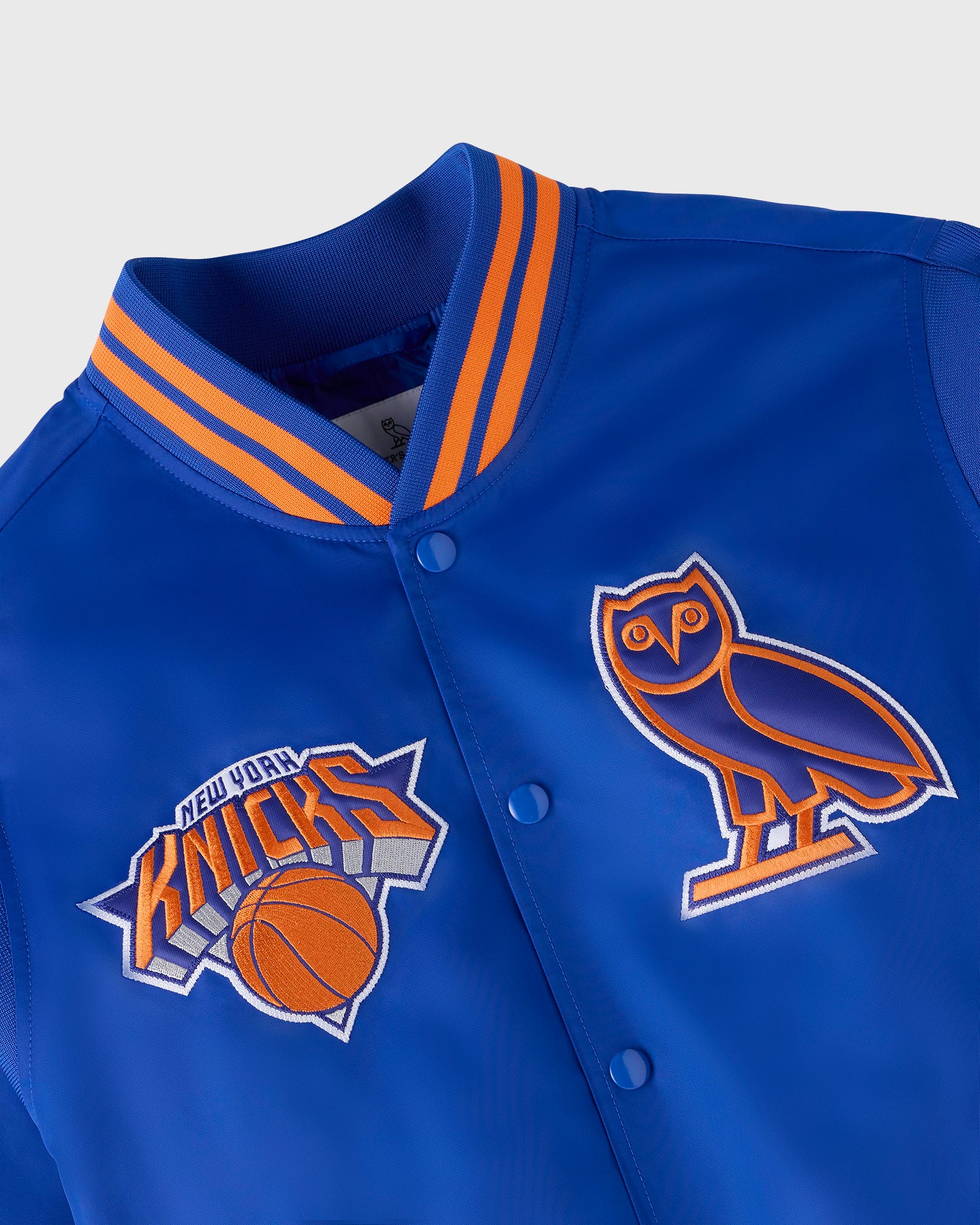 NBA New York Knicks Satin Varsity Jacket - Blue IMAGE #8