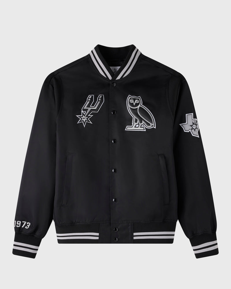 NBA San Antonio Spurs Satin Varsity Jacket - Black