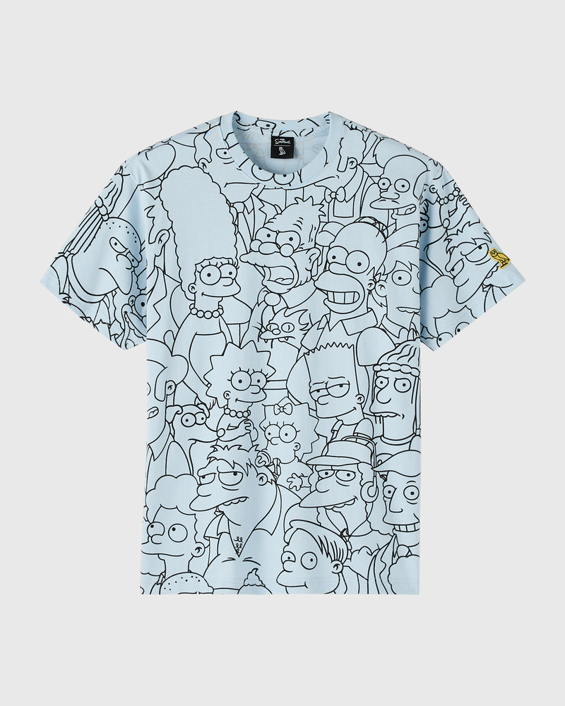 The Simpsons All Over Print T-Shirt - Light Blue/Black