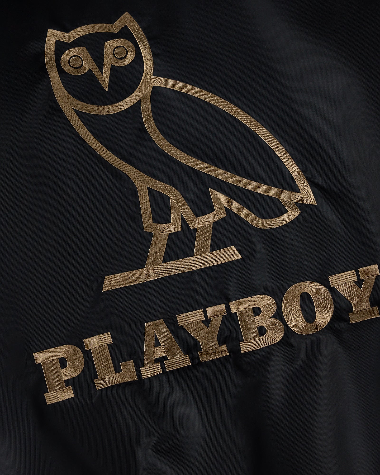 Playboy Satin Varsity Jacket - Black IMAGE #4