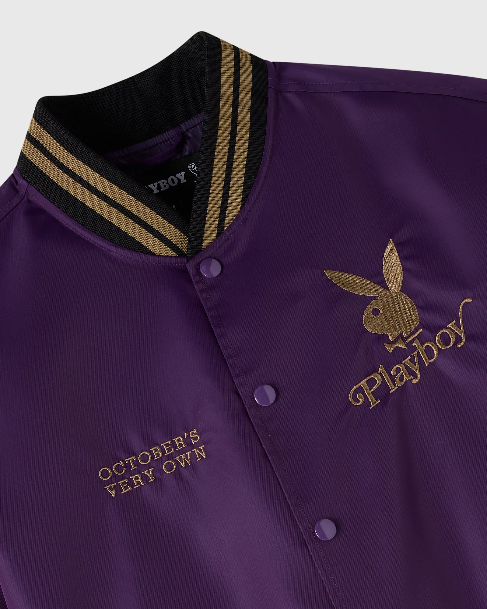 Playboy Satin Varsity Jacket - Purple IMAGE #4