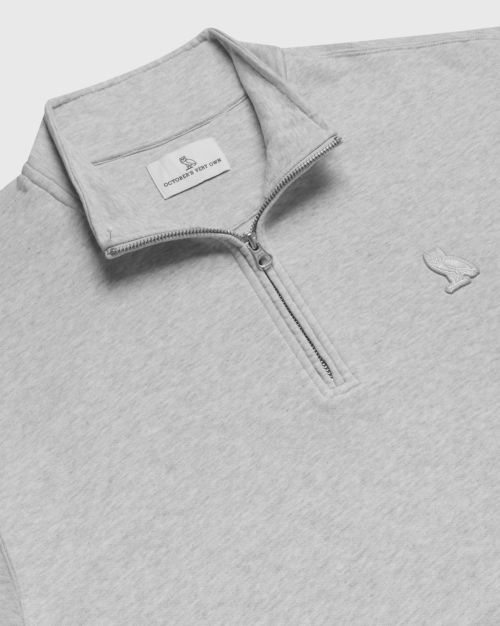 Classic Quarter-Zip Mockneck Sweatshirt - Ash Heather Grey IMAGE #2