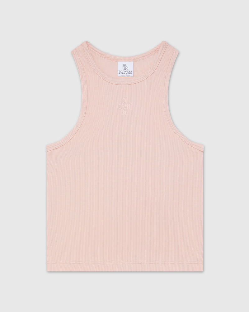 Pom Pom Cropped Tank Top - Peach Smoke