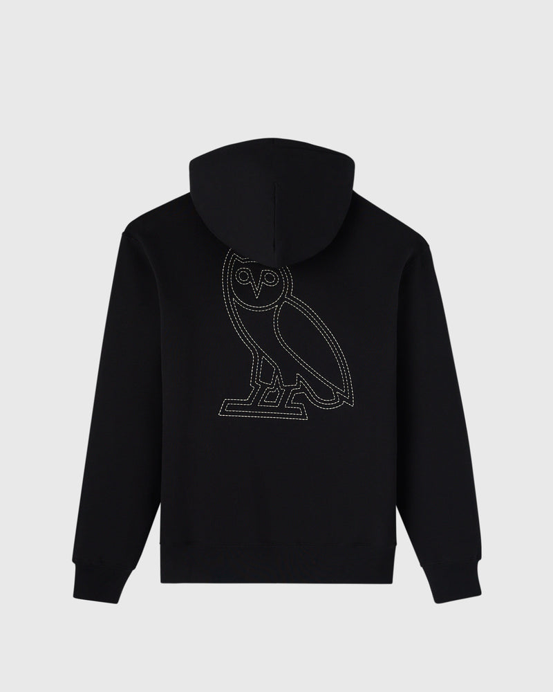 Omega Contrast Stitch Hoodie - Black