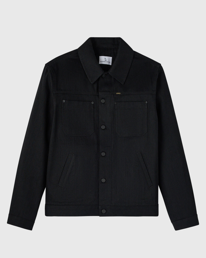 Construction Wordmark Denim Chore Jacket - Black