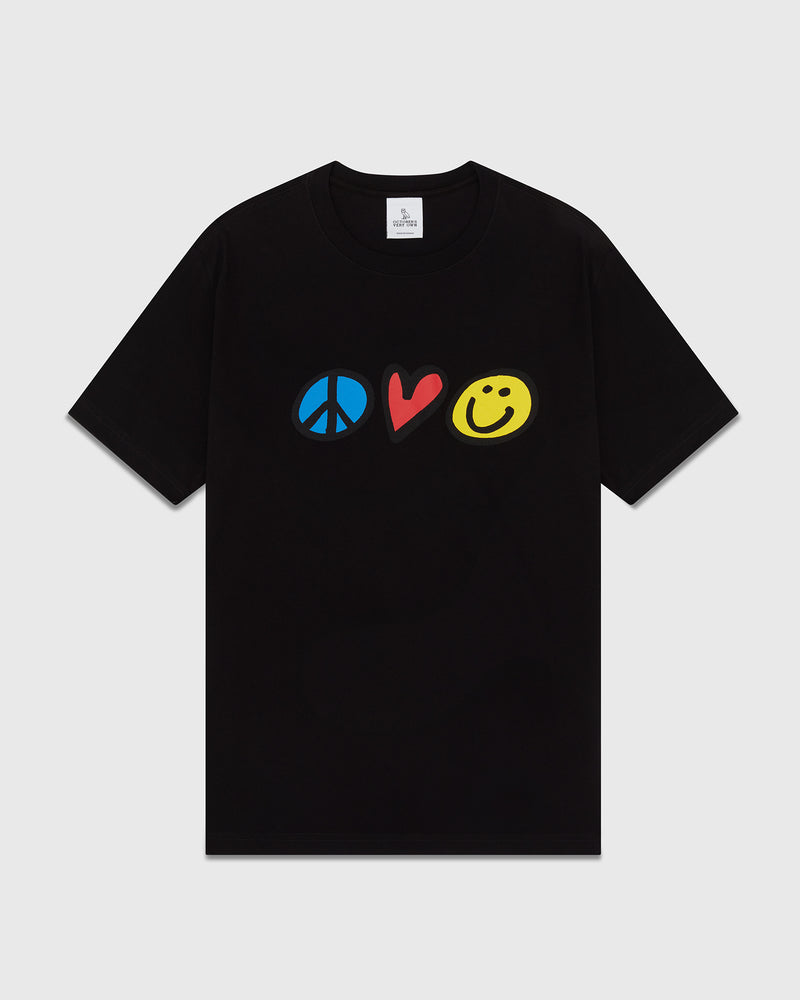 Peace Love Happiness T-Shirt - Black