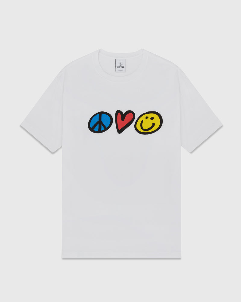 Peace Love Happiness T-Shirt - White