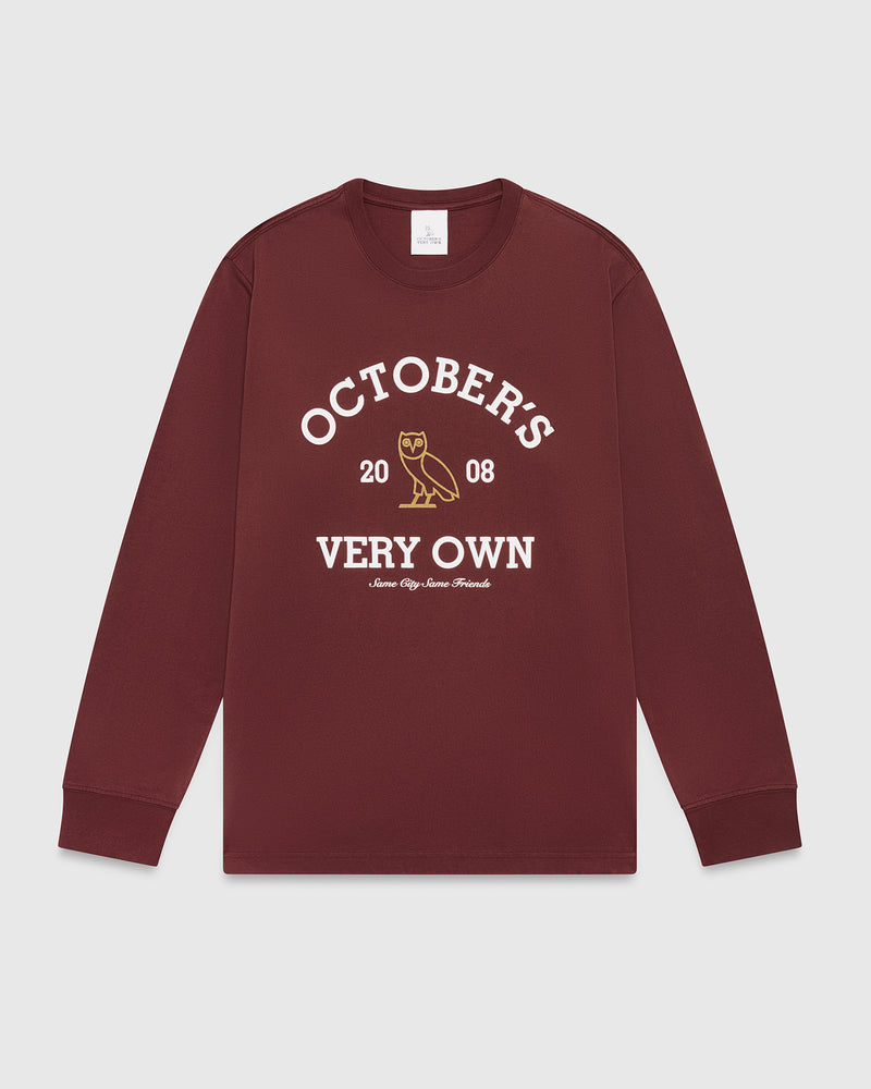 Collegiate Long-Sleeve T-Shirt - Dark Crimson