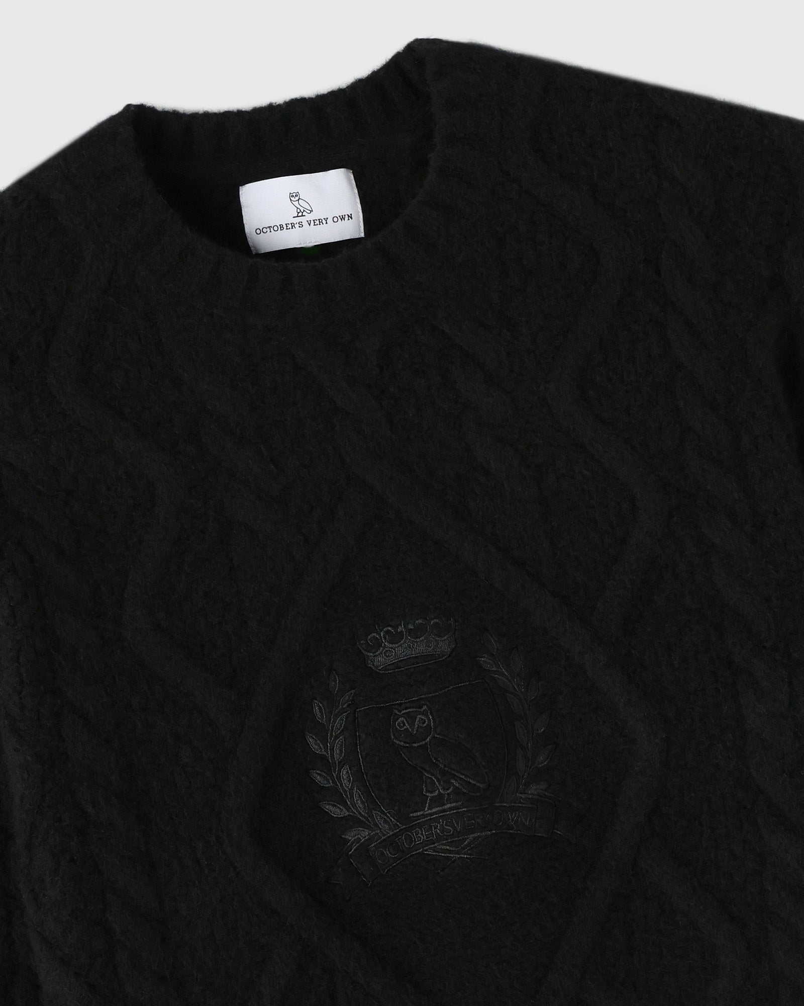 Cable Knit Sweater With Crest - Black IMAGE #2