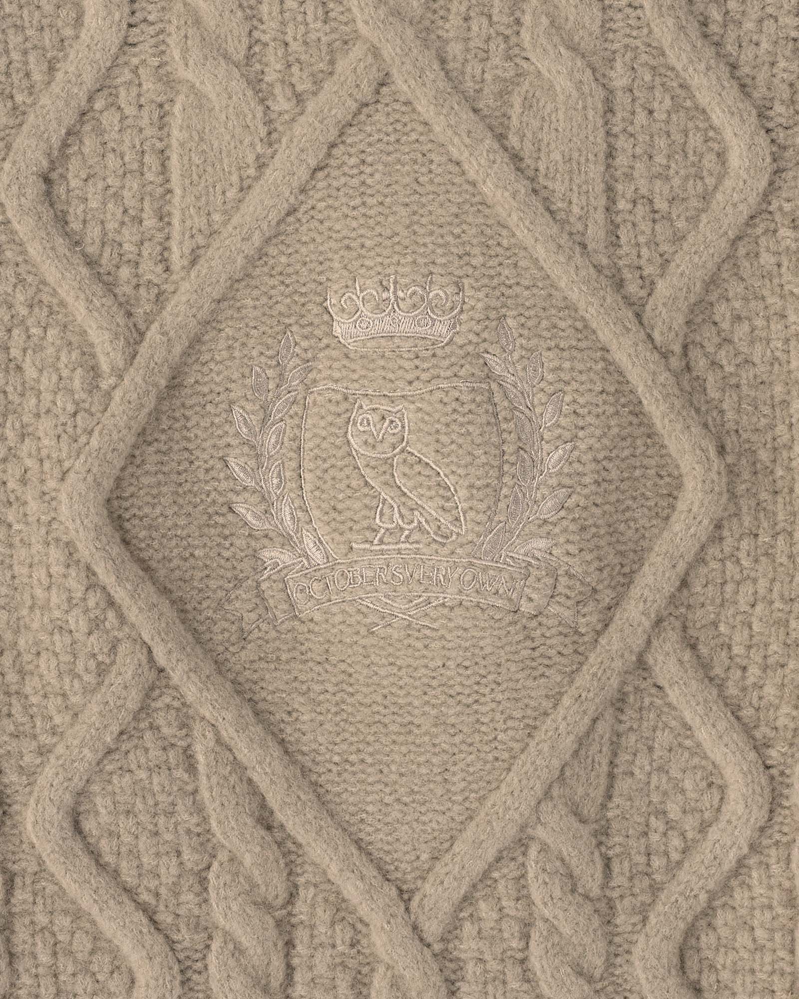 Cable Knit Hoodie With Crest - Camel IMAGE #3