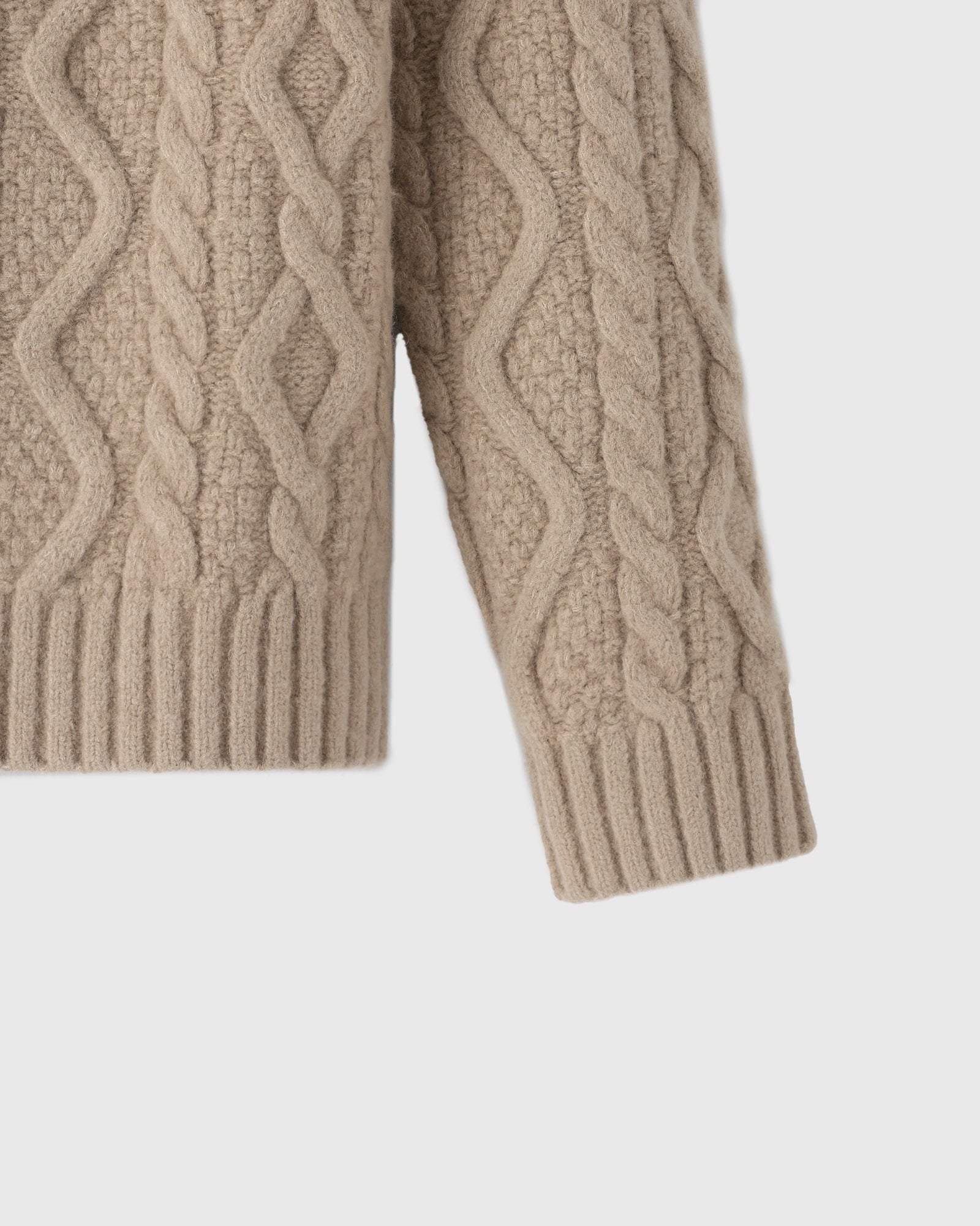 Cable Knit Hoodie With Crest - Camel IMAGE #4