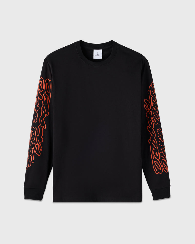 Sports Script Long-Sleeve T-Shirt - Black