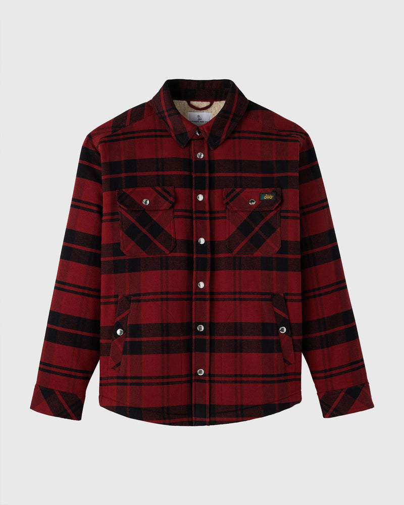 Sherpa Lined Shirt Jacket - Red Plaid