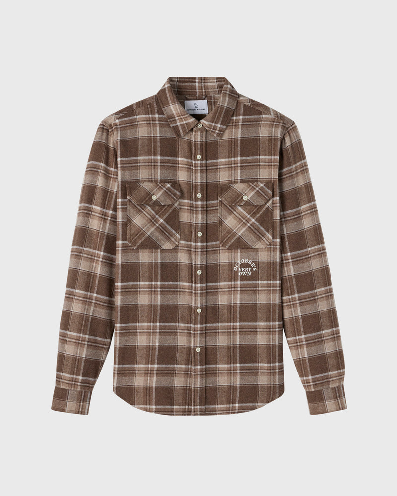 Heather Plaid Flannel Shirt - Brown