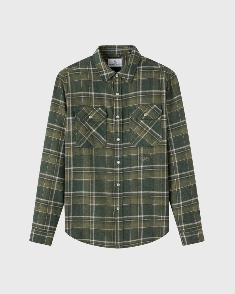 Heather Plaid Flannel Shirt - Green