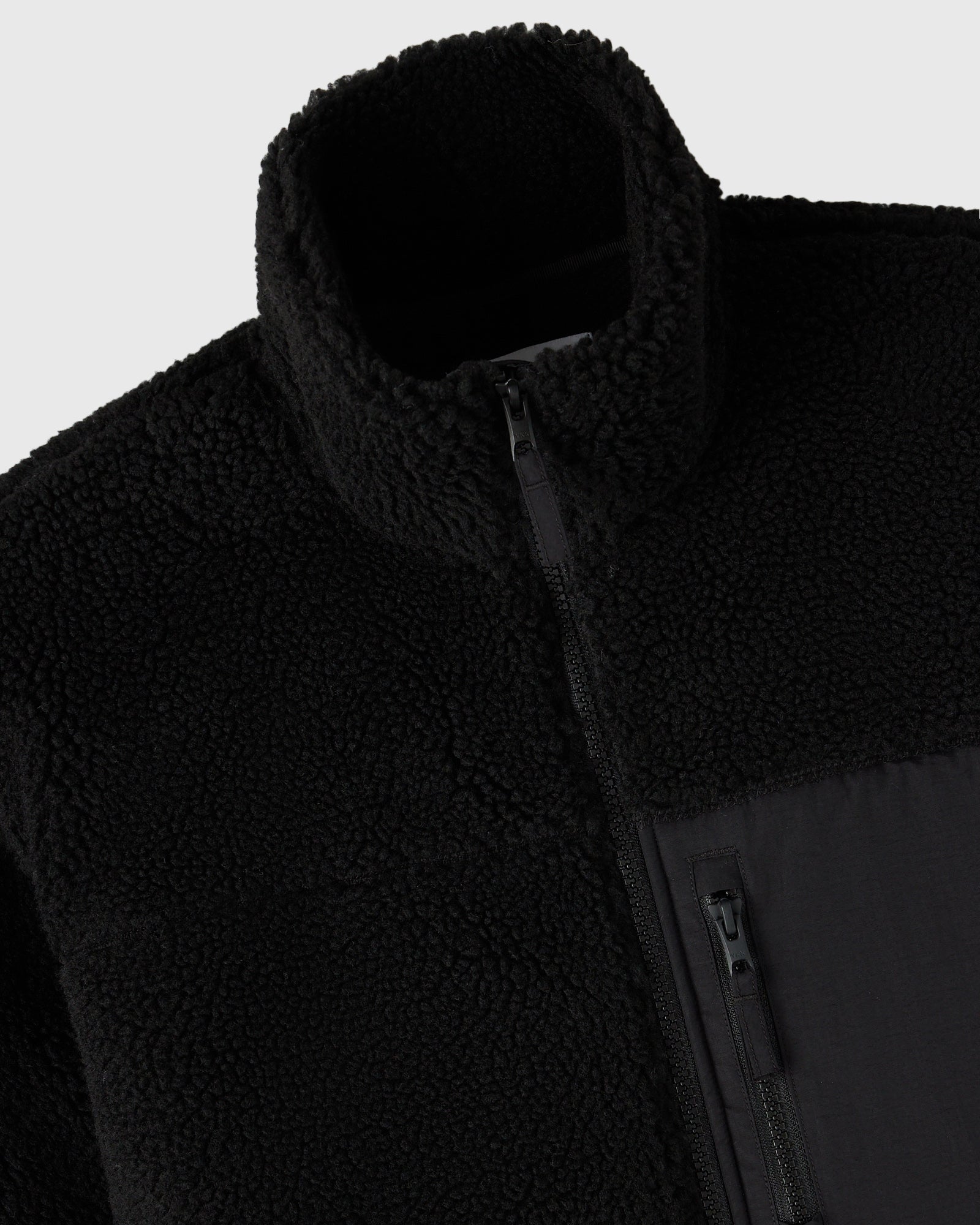 Deep Pile Sherpa Fleece Zip Jacket - Black IMAGE #2